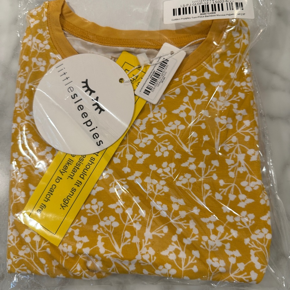 Little Sleepies Golden Poppies 2 Piece Pajama Set Size 3T